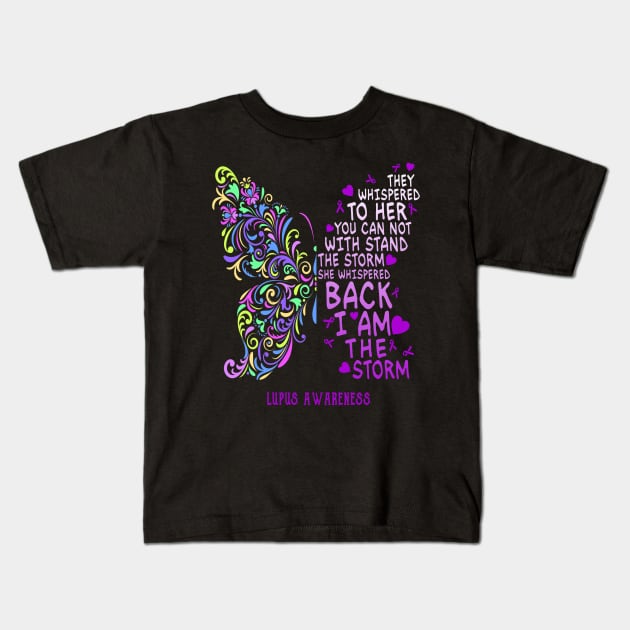 lupus butterfly i am the storm Kids T-Shirt by TeesCircle